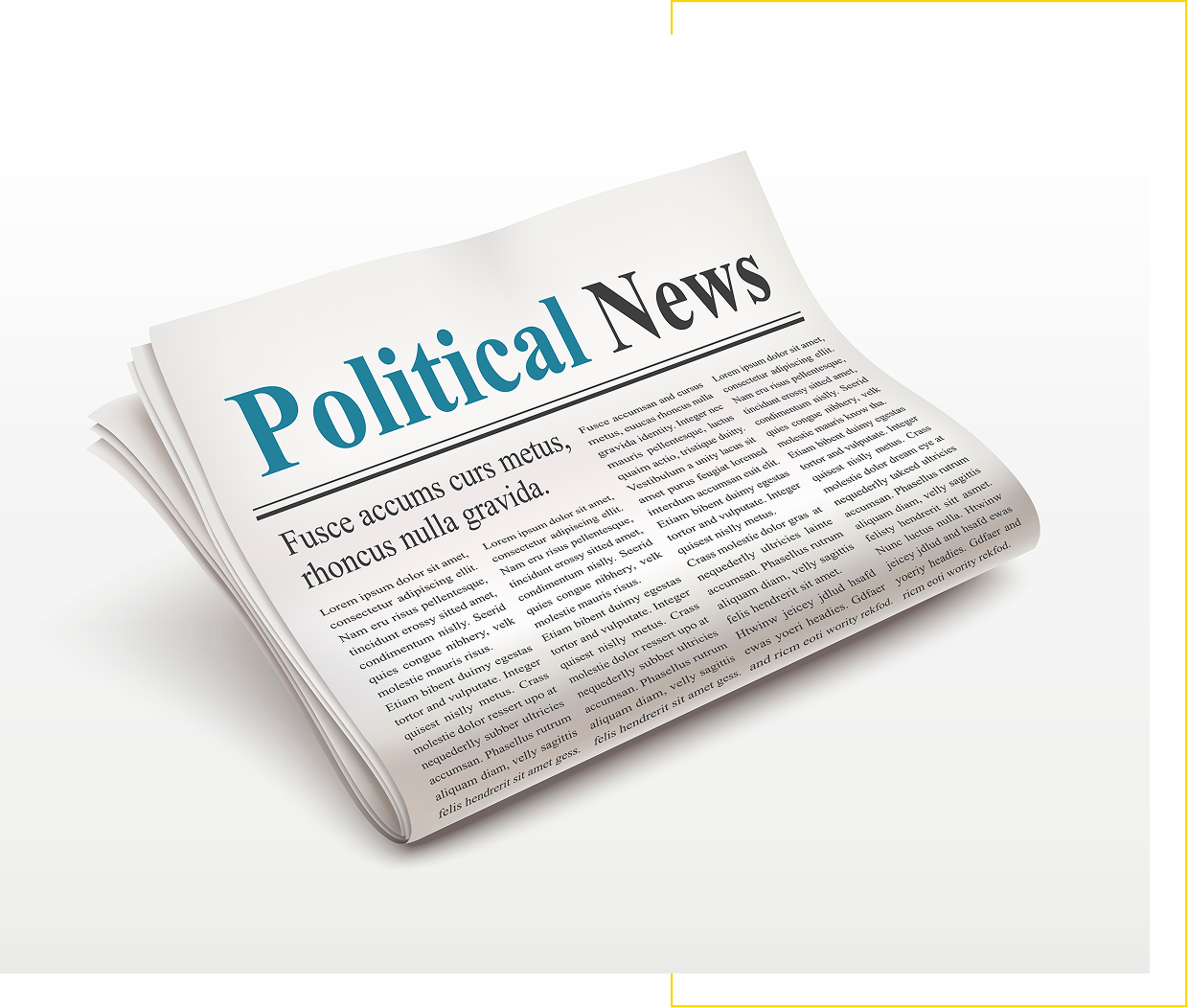 Newspaper titled "Political News" on display.